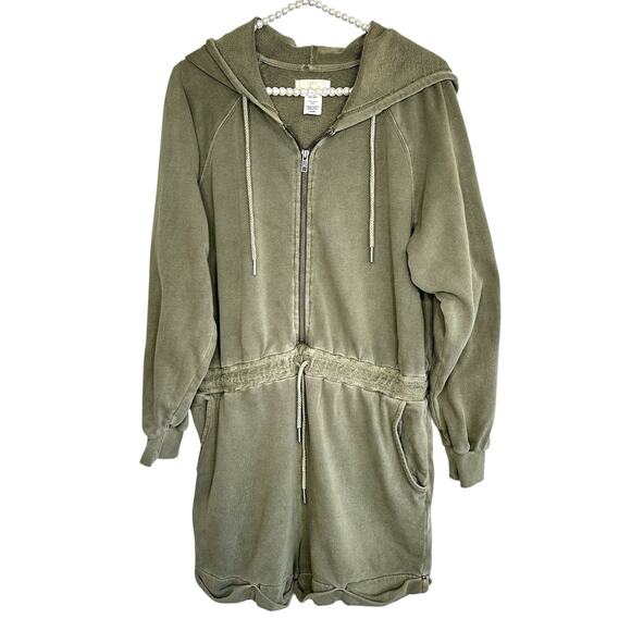 L*Space Stay Cool Hooded Romper Y2k Beach Women Medium Grunge Athleisure Utility - Picture 1 of 14